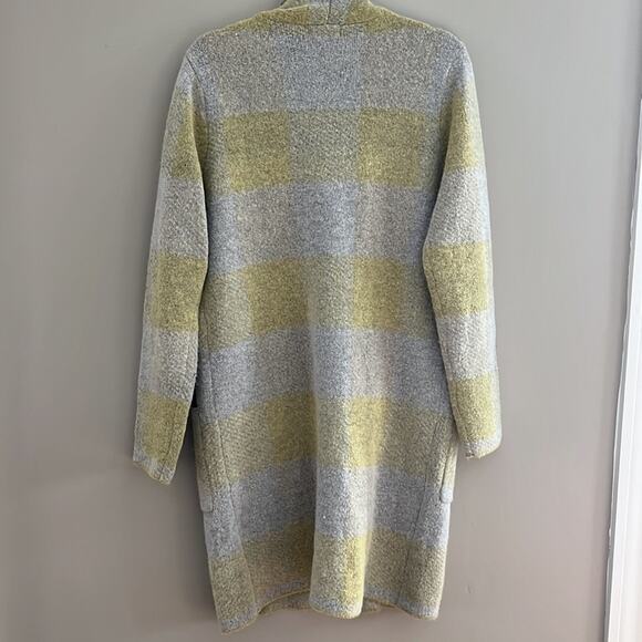 Baciano Yellow Gray Long Cardigan Car Coat with Pockets-Size Small - Picture 4 of 4